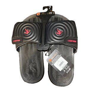 AND1 Men’s Athletic Adjustable Swirl Slide Sandals Black Size 7